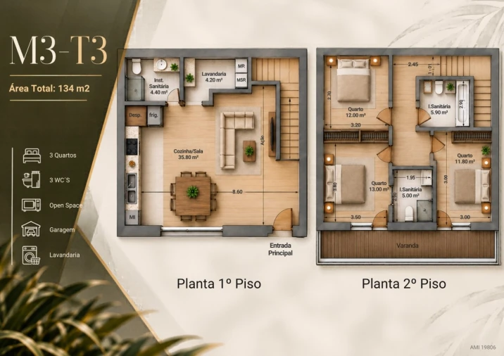 Moradia T3 para Venda em Real, Ataíde e Oliveira Planta 1