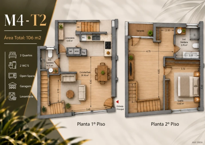 Moradia T2 para Venda em Real, Ataíde e Oliveira Planta 1