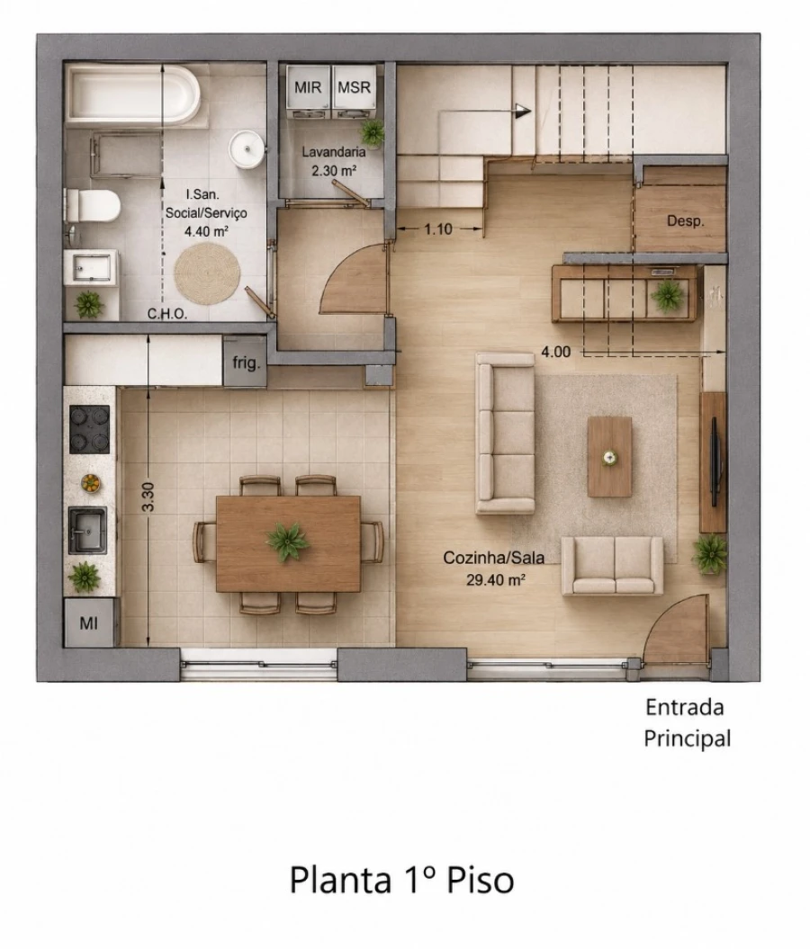 Moradia T2 para Venda em Real, Ataíde e Oliveira Planta 1