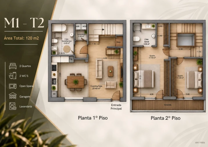 Moradia T2 para Venda em Real, Ataíde e Oliveira Planta 1