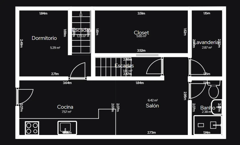 Apartamento T1 para Venda em Fermentões Planta 1
