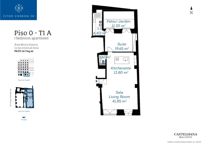 Apartamento T1 para Venda em Santa Maria Maior Planta 1
