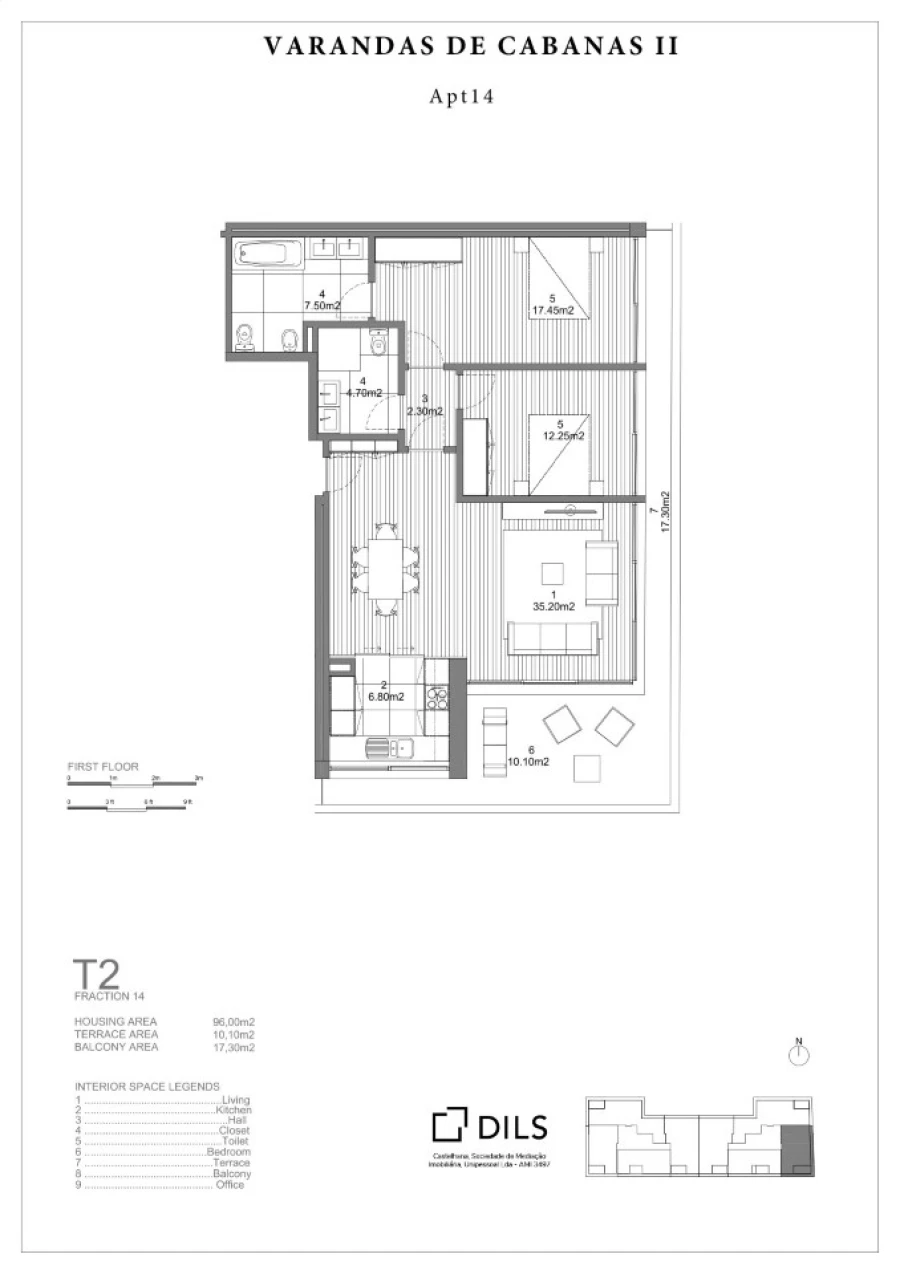 Apartamento T2 para Venda em Conceição e Cabanas de Tavira Planta 1