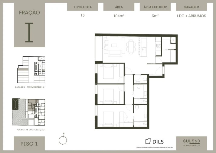 Apartamento T3 para Venda em Matosinhos e Leça da Palmeira Planta 1