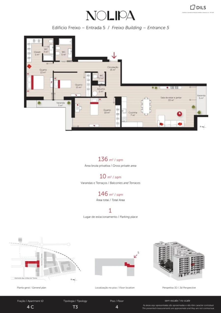 Apartamento T3 para Venda em Lumiar Planta 1