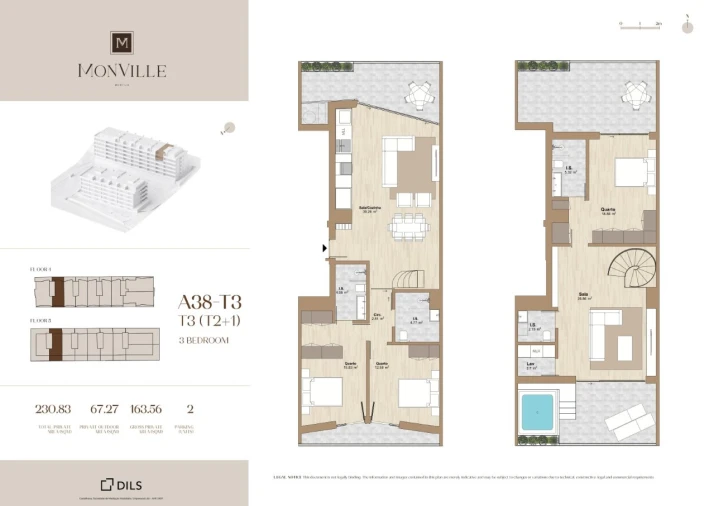Apartamento T3 para Venda em Montijo e Afonsoeiro Planta 1