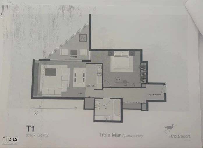 Apartamento T1 para Venda em Carvalhal Planta 1