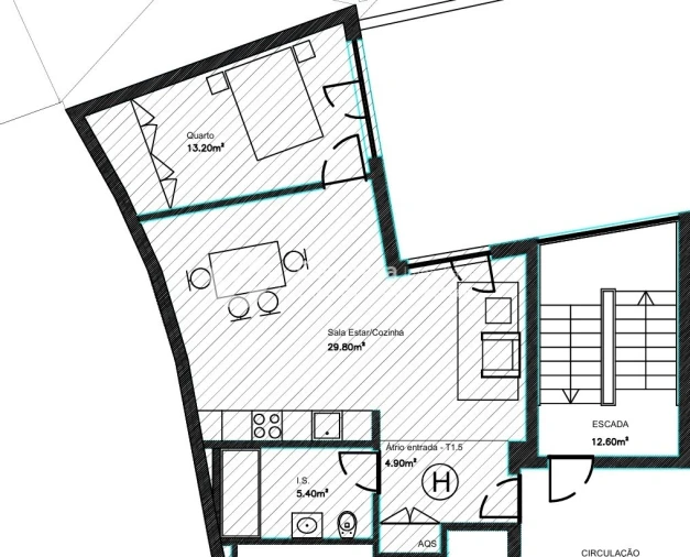 Apartamento T1 para Venda em Braga (Maximinos, Sé e Cividade) Planta 1