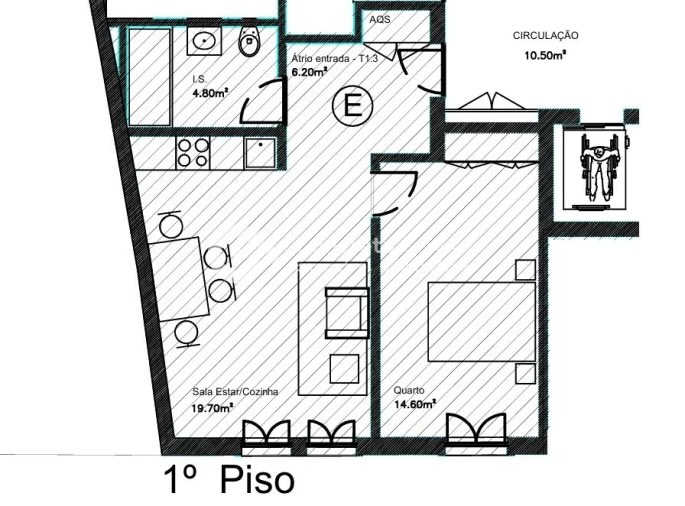 Apartamento T1 para Venda em Braga (Maximinos, Sé e Cividade) Planta 1
