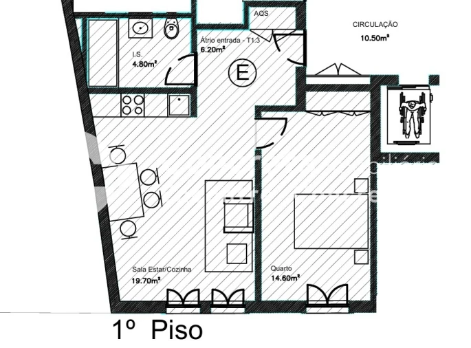 Apartamento T1 para Venda em Braga (Maximinos, Sé e Cividade) Planta 1
