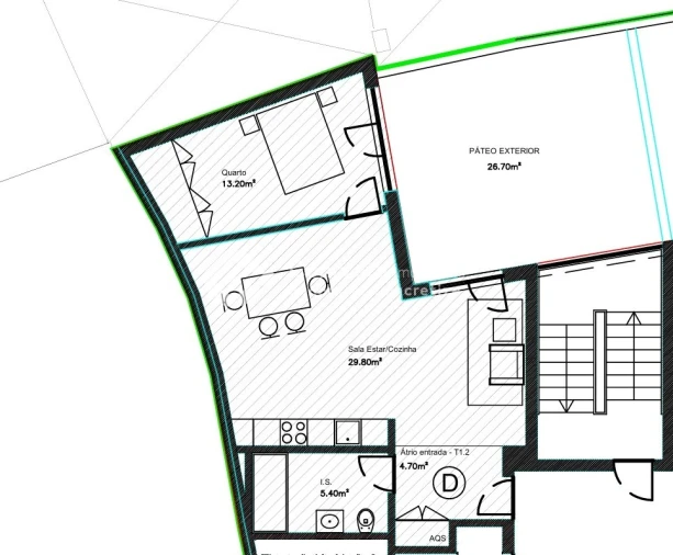 Apartamento T1 para Venda em Braga (Maximinos, Sé e Cividade) Planta 1