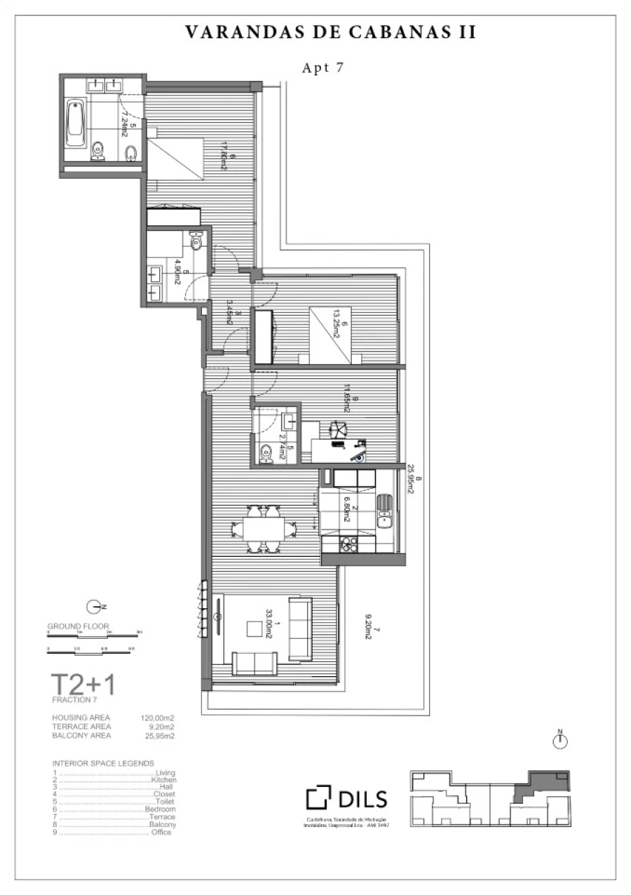 Apartamento T3 para Venda em Conceição e Cabanas de Tavira Planta 1