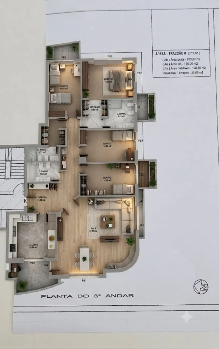 Apartamento T4 para Venda em Tavira (Santa Maria e Santiago) Planta 2