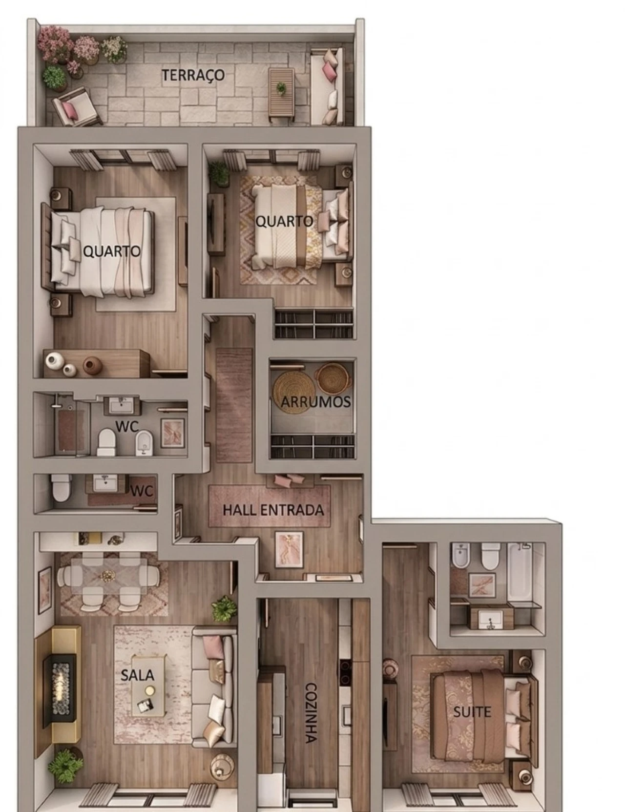Apartamento T3 para Venda em Mafamude e Vilar do Paraíso Planta 3