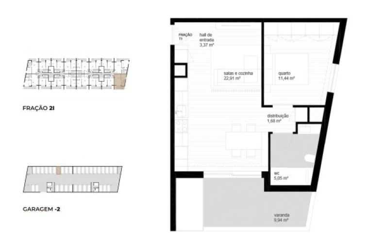 Apartamento T1 para Venda em Vila Nova de Cerveira e Lovelhe Planta 1