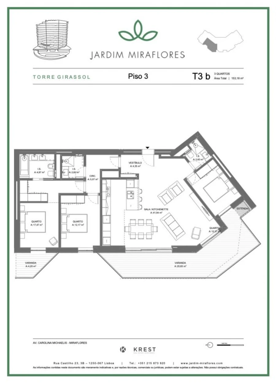Apartamento T3 para Venda em Algés, Linda-A-Velha e Cruz Quebrada-Dafundo Planta 1