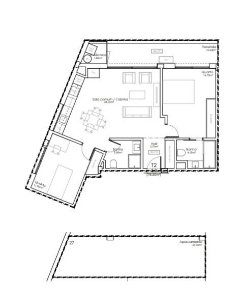Apartamento T2 para Venda em Gulpilhares e Valadares
