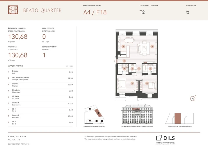 Apartamento T2 para Venda em Beato Planta 1