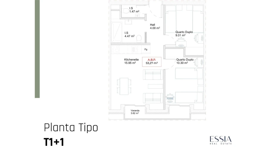 Apartamento T1 para Venda em Paranhos Planta 1