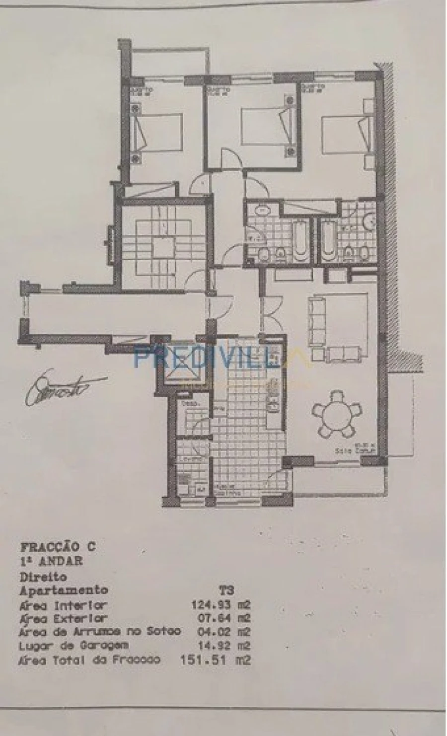 Apartamento T3 para Venda em Castêlo da Maia Planta 1