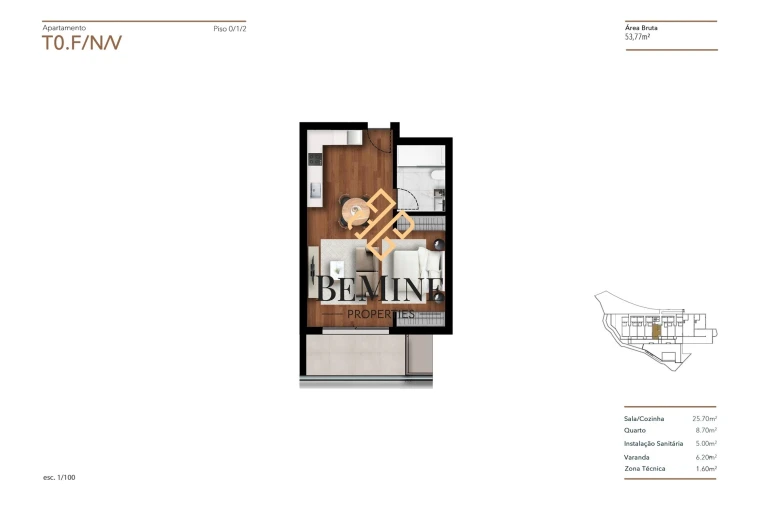 Apartamento T0 para Venda em Funchal (Santa Luzia) Planta 1
