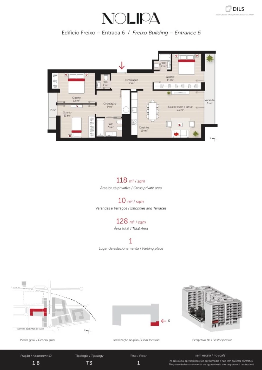 Apartamento T3 para Venda em Lumiar Planta 1
