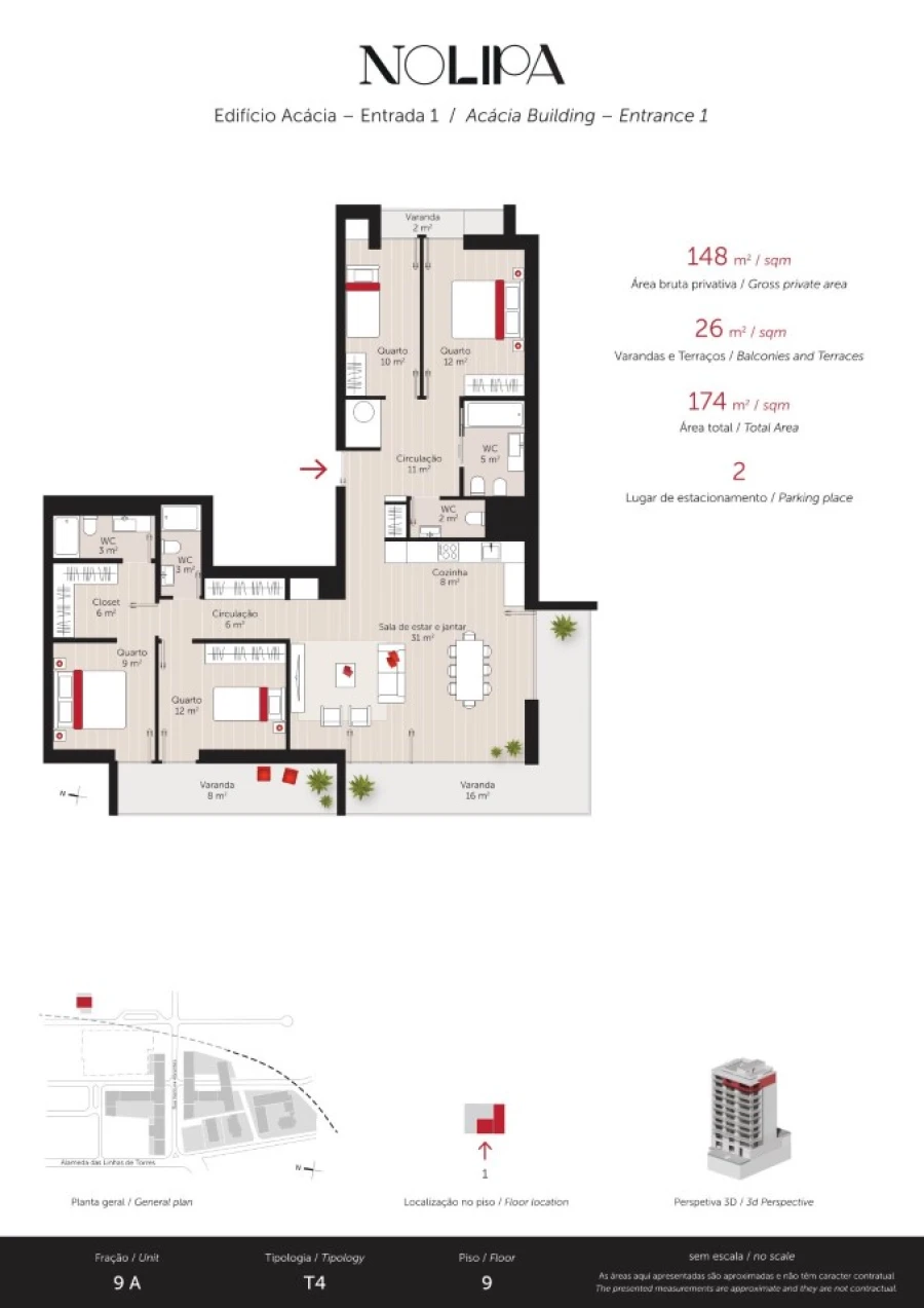 Apartamento T4 para Venda em Lumiar Planta 1