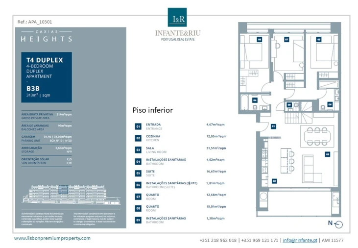Apartamento T4 para Venda em Oeiras e São Julião da Barra, Paço de Arcos e Caxias Planta 2