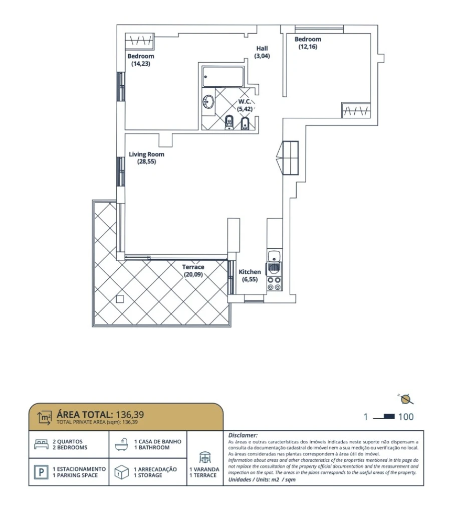 Apartamento T2 para Venda em Sesimbra (Santiago) Planta 1