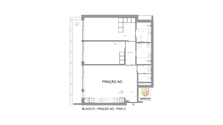 Apartamento T2 para Venda em Madalena Planta 1