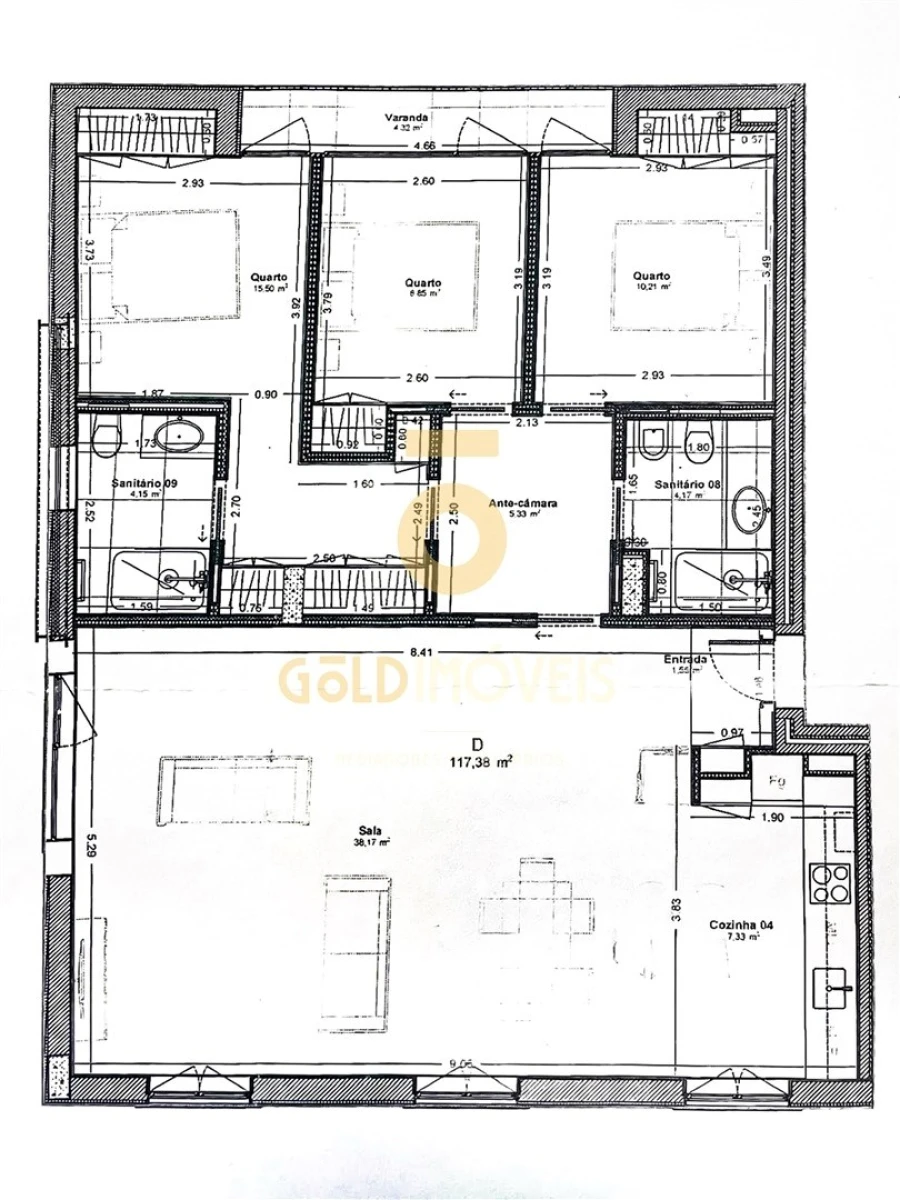 Apartamento T3 para Venda em Espinho Planta 1