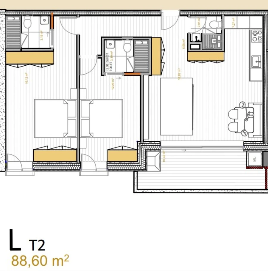 Apartamento T2 para Venda em Portimão Planta 1