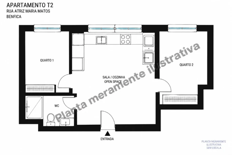 Apartamento T2 para Venda em Benfica Planta 1