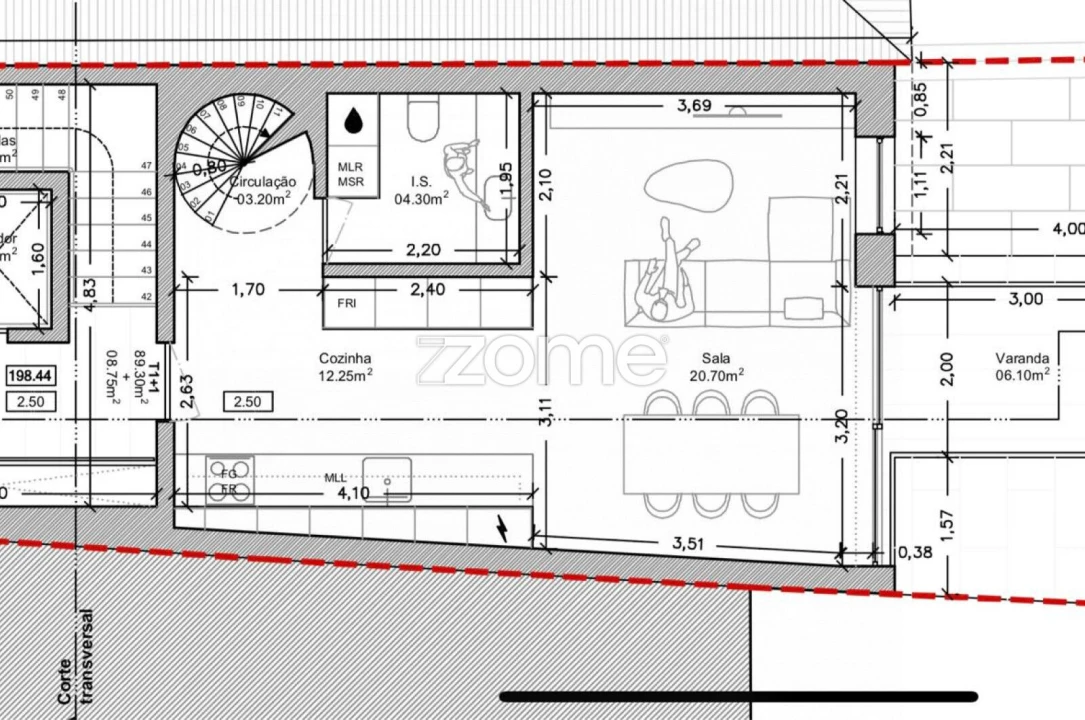 Apartamento T2 para Arrendamento em São Vitor (Braga) Planta 2