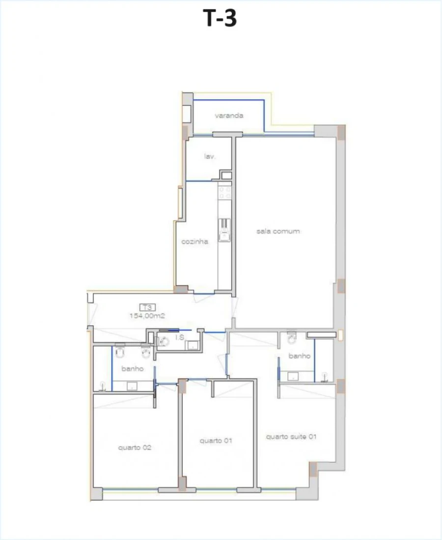 Apartamento T3 para Venda em Ramalde Planta 1
