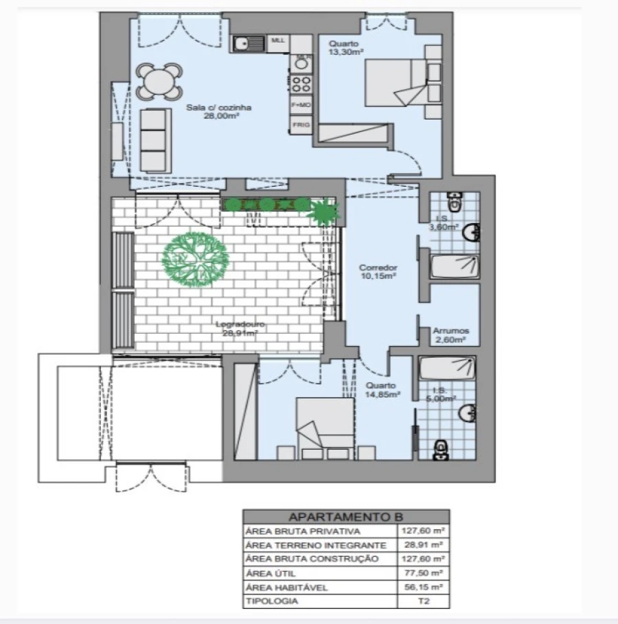 Apartamento T2 para Venda em Vila Real de Santo Antonio Planta 1