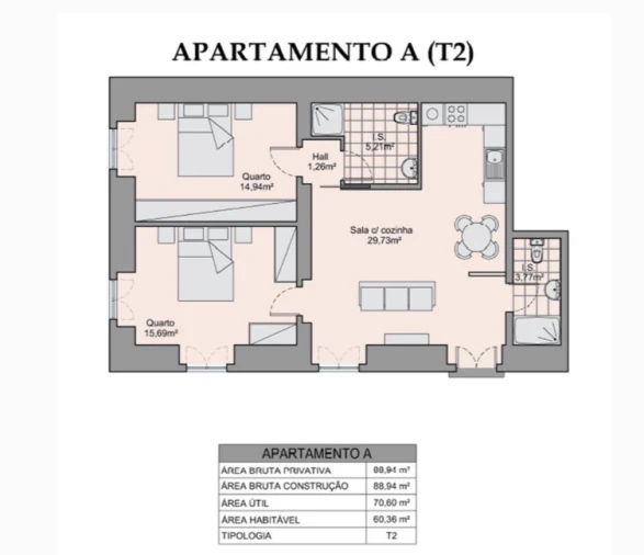 Apartamento T2 para Venda em Vila Real de Santo Antonio Planta 1