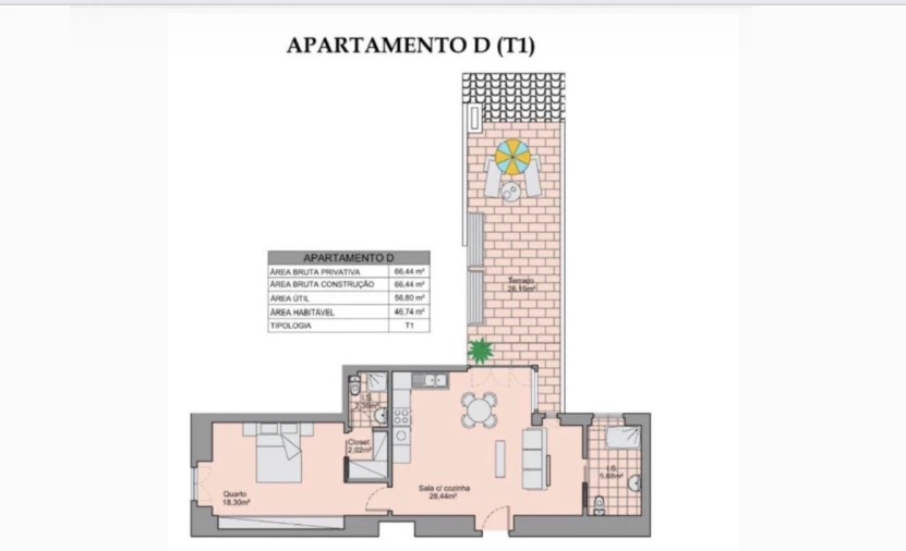 Apartamento T1 para Venda em Vila Real de Santo Antonio Planta 1