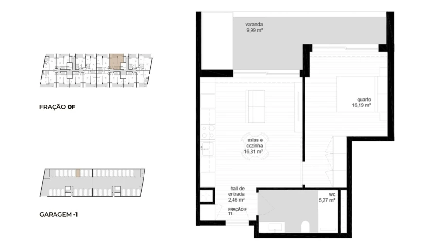 Apartamento T1 para Venda em Campos e Vila Meã Planta 1