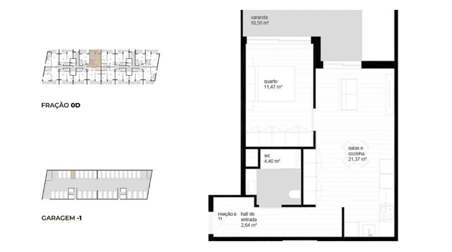 Apartamento T1 para Venda em Campos e Vila Meã Planta 1