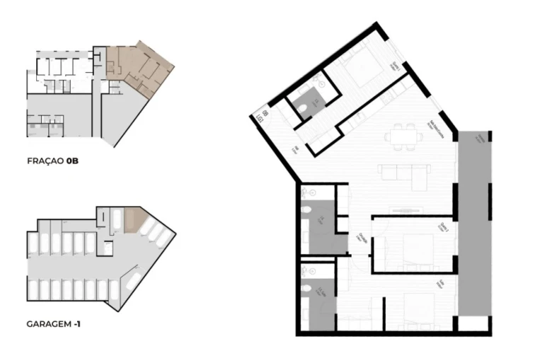 Apartamento T3 para Venda em Pedrouços Planta 1
