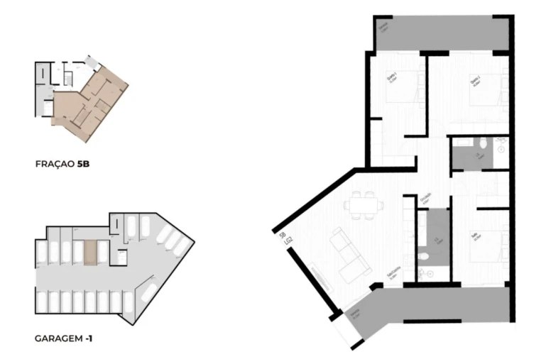 Apartamento T3 para Venda em Pedrouços Planta 1