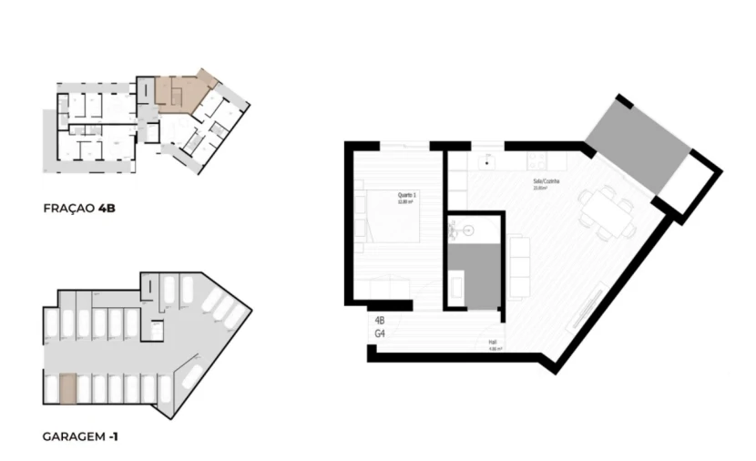 Apartamento T1 para Venda em Pedrouços Planta 1