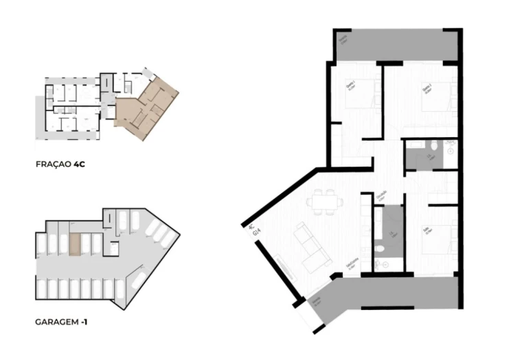 Apartamento T3 para Venda em Pedrouços Planta 1