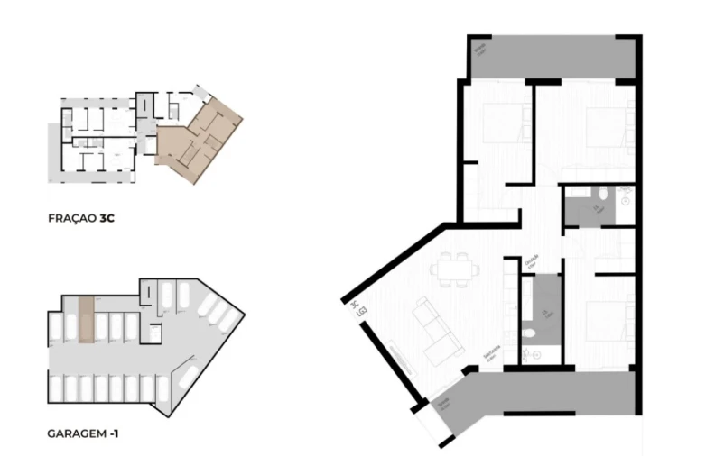 Apartamento T3 para Venda em Pedrouços Planta 1