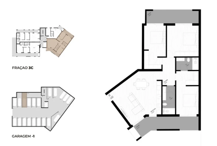 Apartamento T3 para Venda em Pedrouços Planta 1