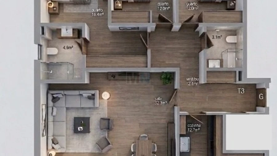 Apartamento T3 para Venda em Eiras e São Paulo de Frades
