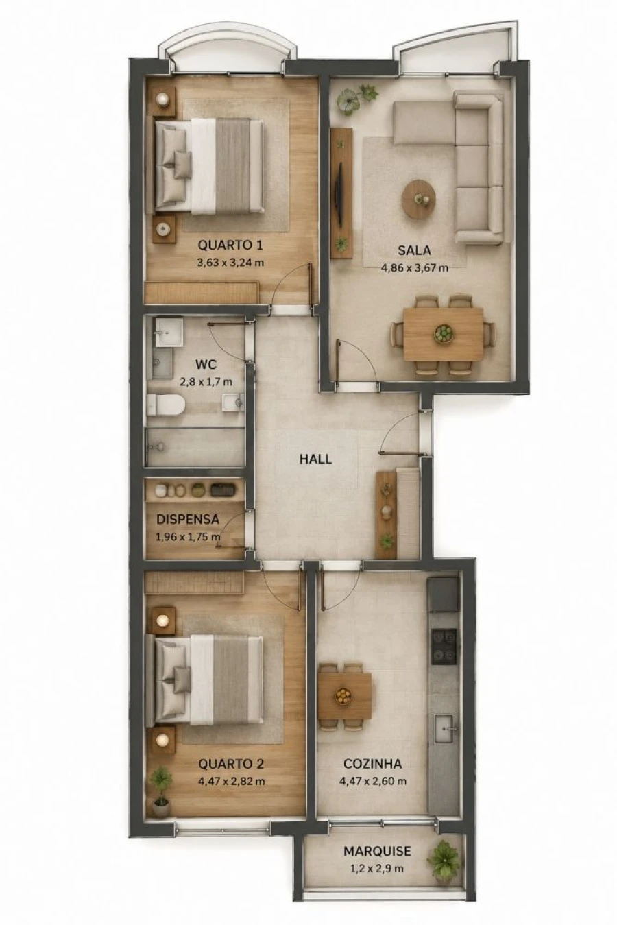 Apartamento T2 para Venda em Miranda do Corvo Planta 1
