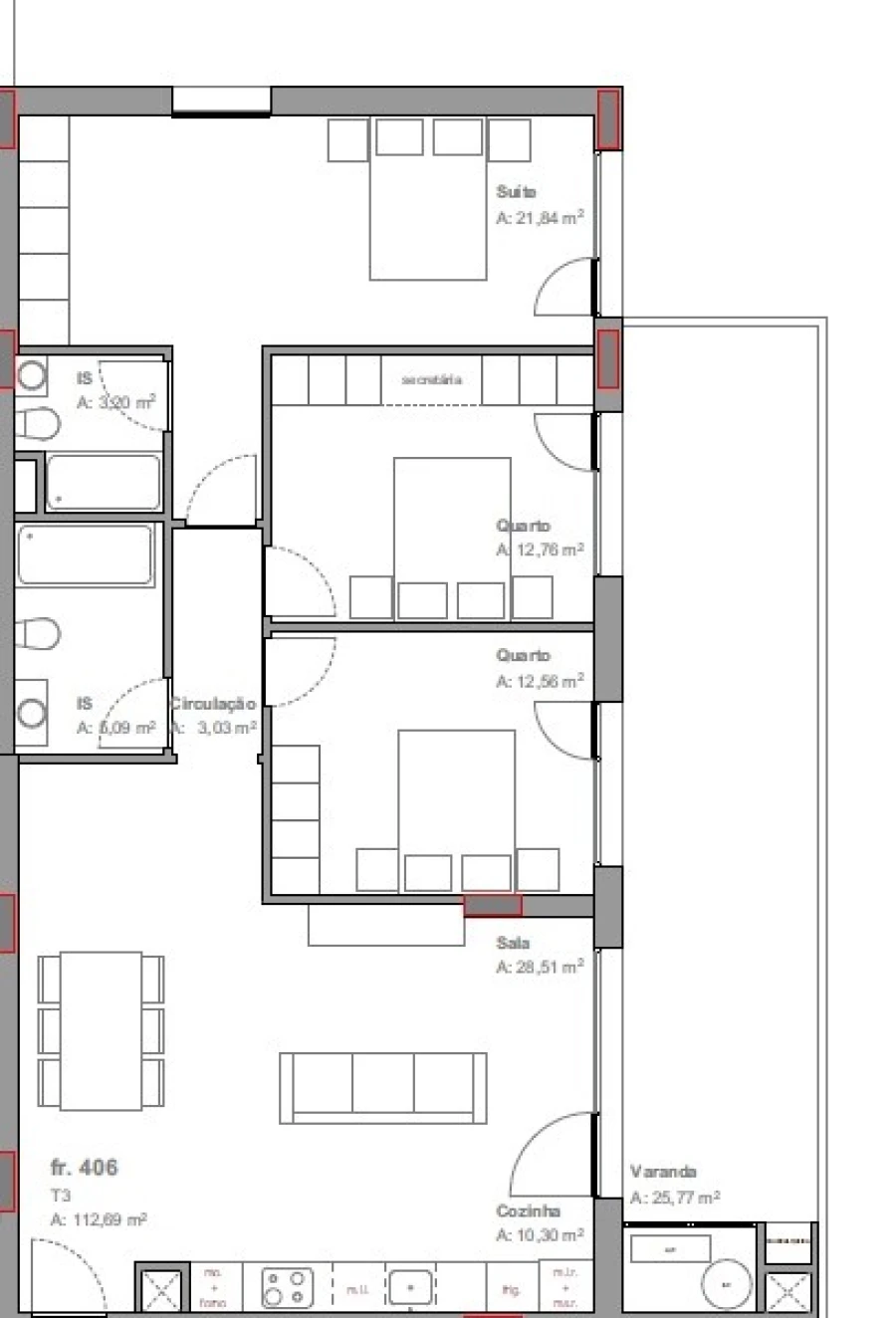 Apartamento T1 para Venda em Camarate, Unhos e Apelação Planta 2