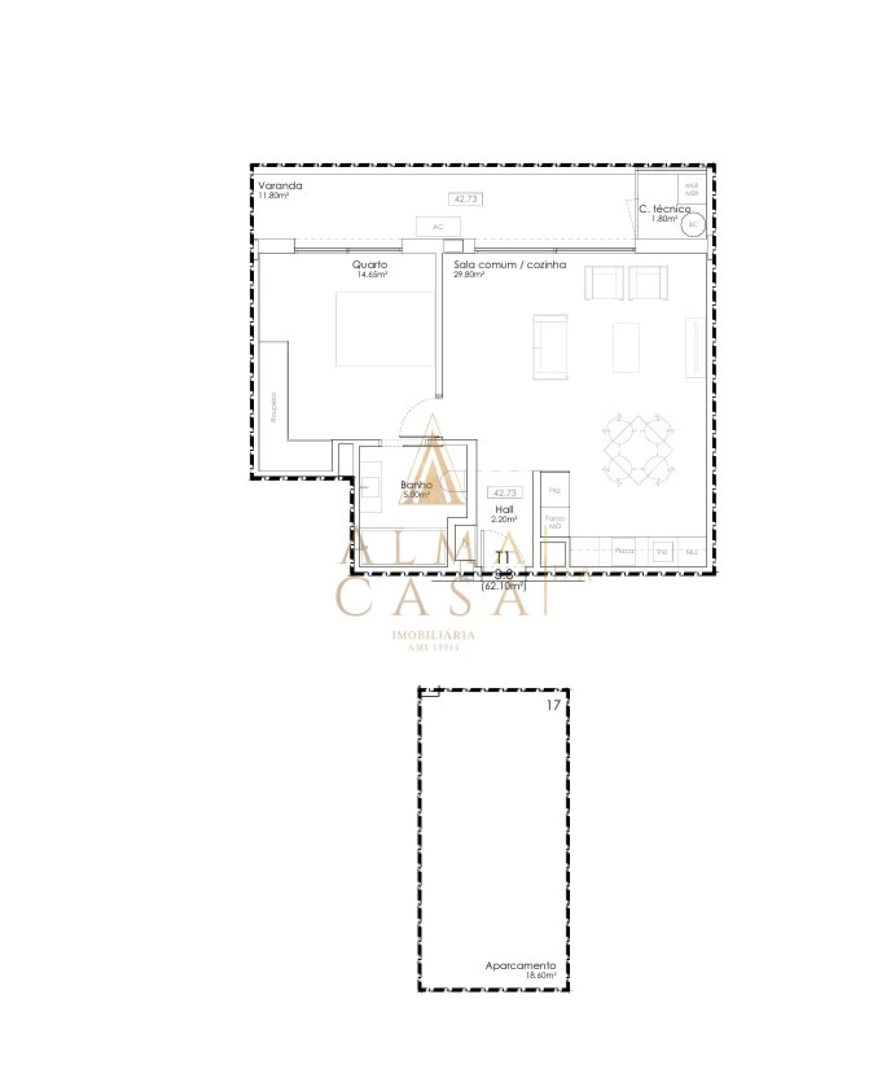 Apartamento T1 para Venda em Gulpilhares e Valadares Foto 14